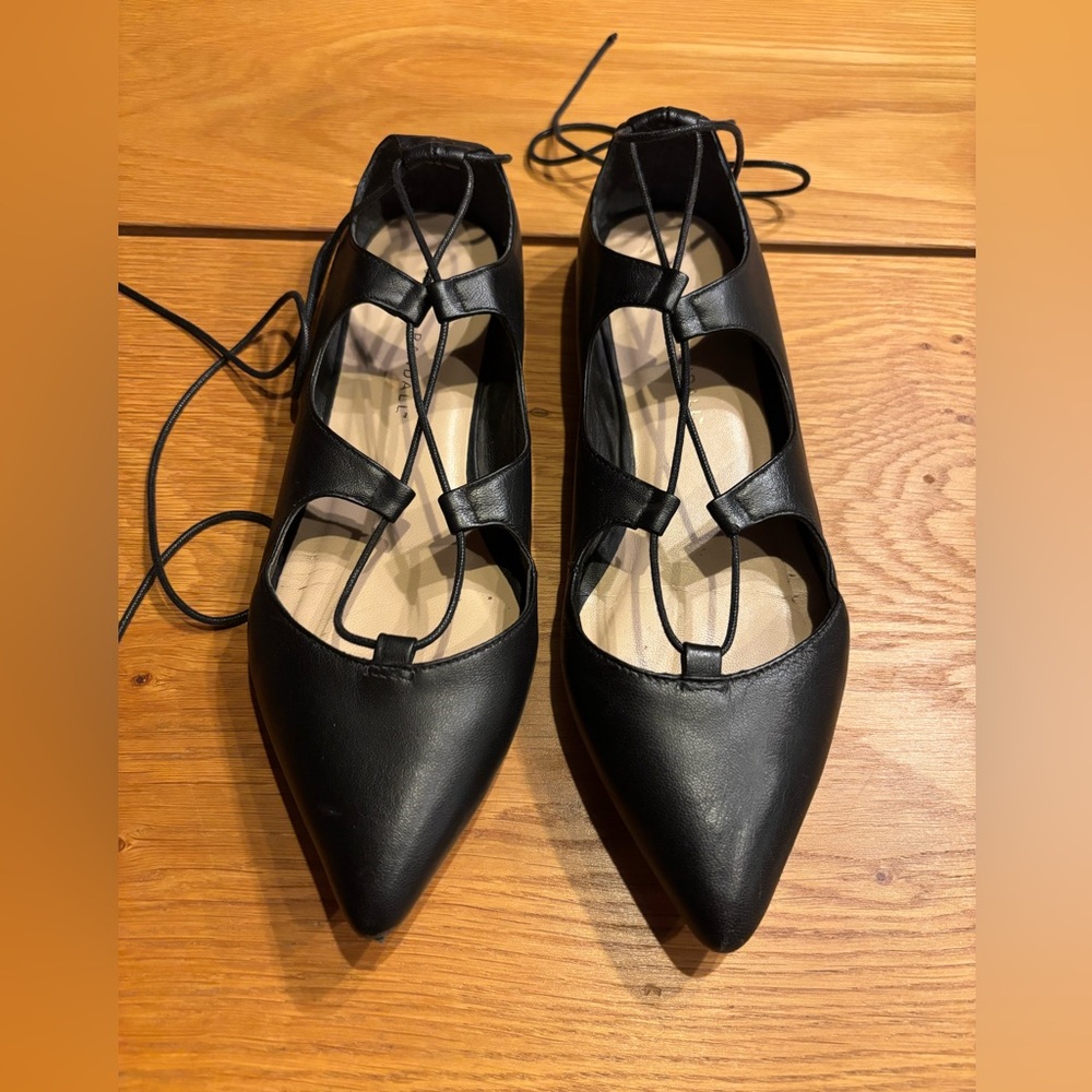 Black Women's Lace-Up Flats